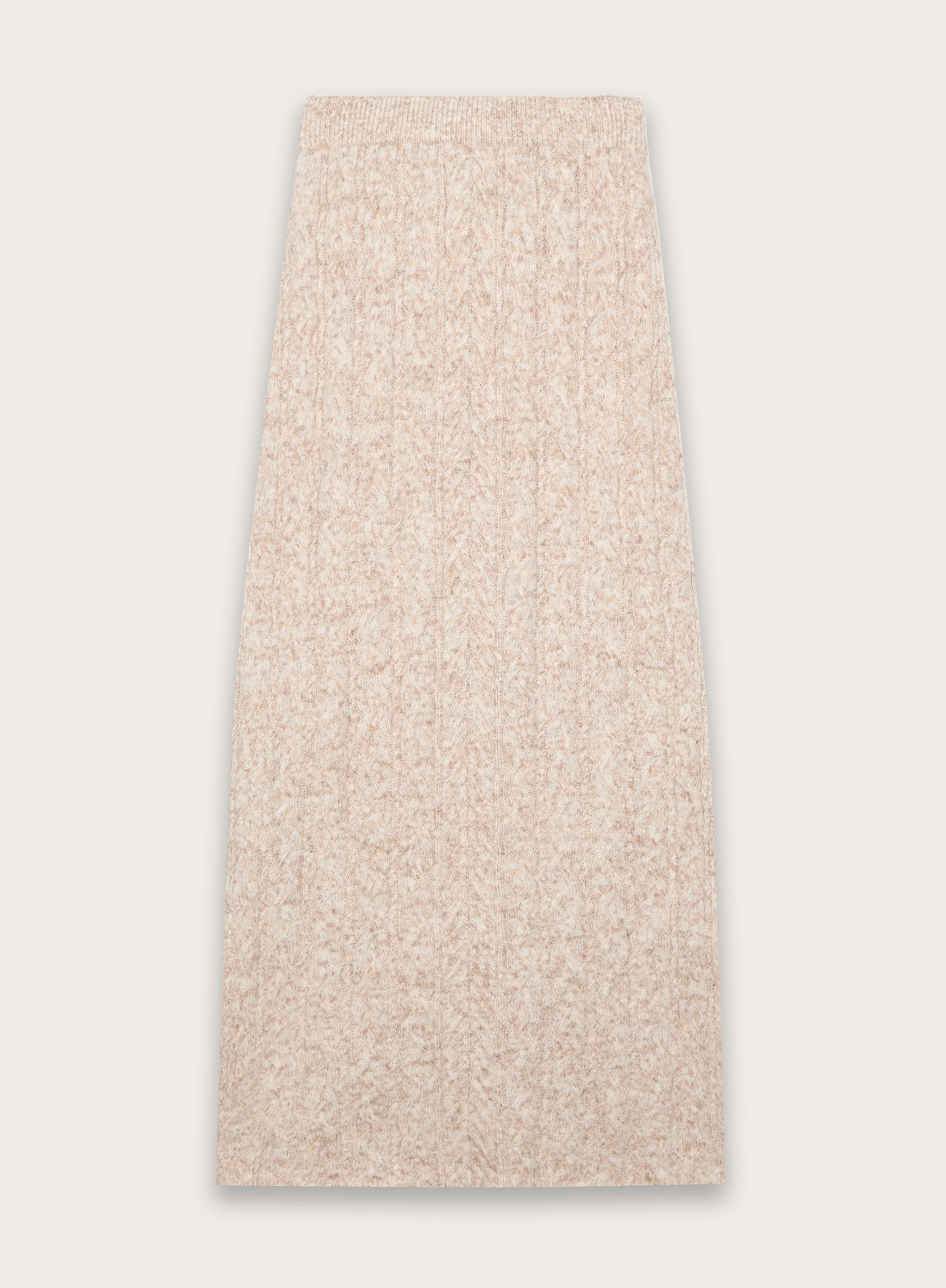 Camel Cable Knitted Maxi Skirt